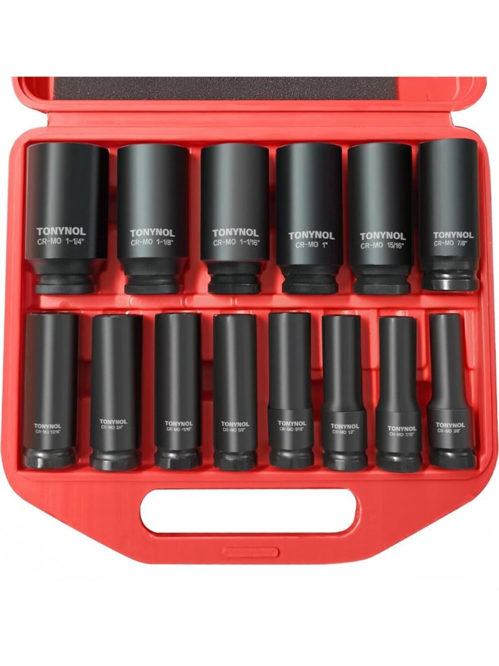14-Piece 1/2" Deep Drive Impact Socket Set, 6-Point SAE, Durable & Versatile